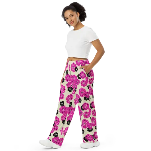 Fuchsia Static on a Wide-Leg Pants