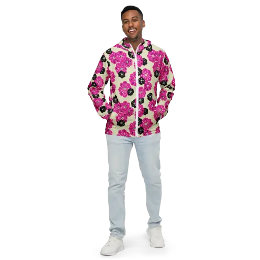 Fuchsia Static on a Men's Windbreaker