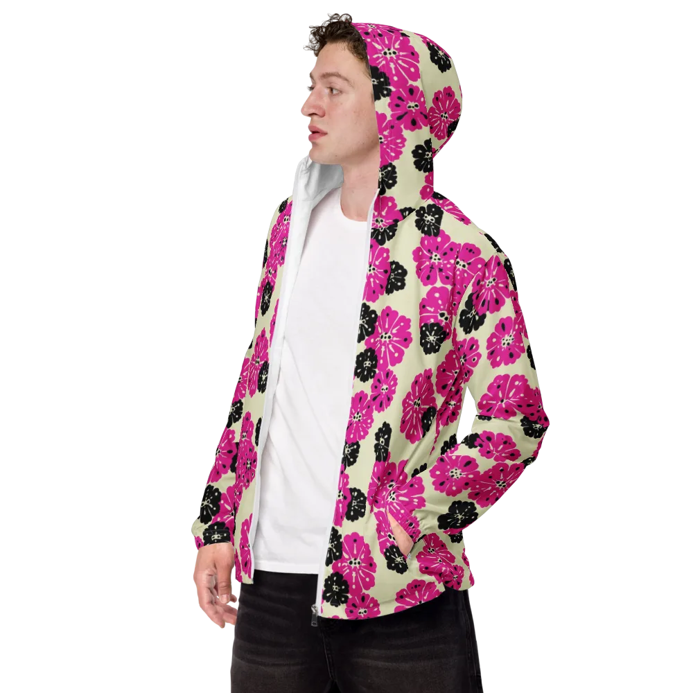 Fuchsia Static on Men's Windbreaker — Left Front