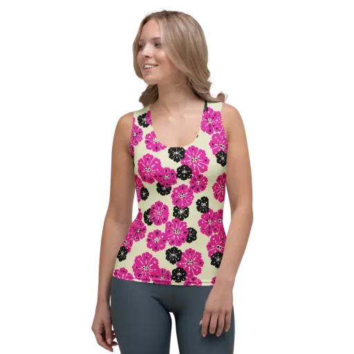 Fuchsia Static on a Women's Tank Top