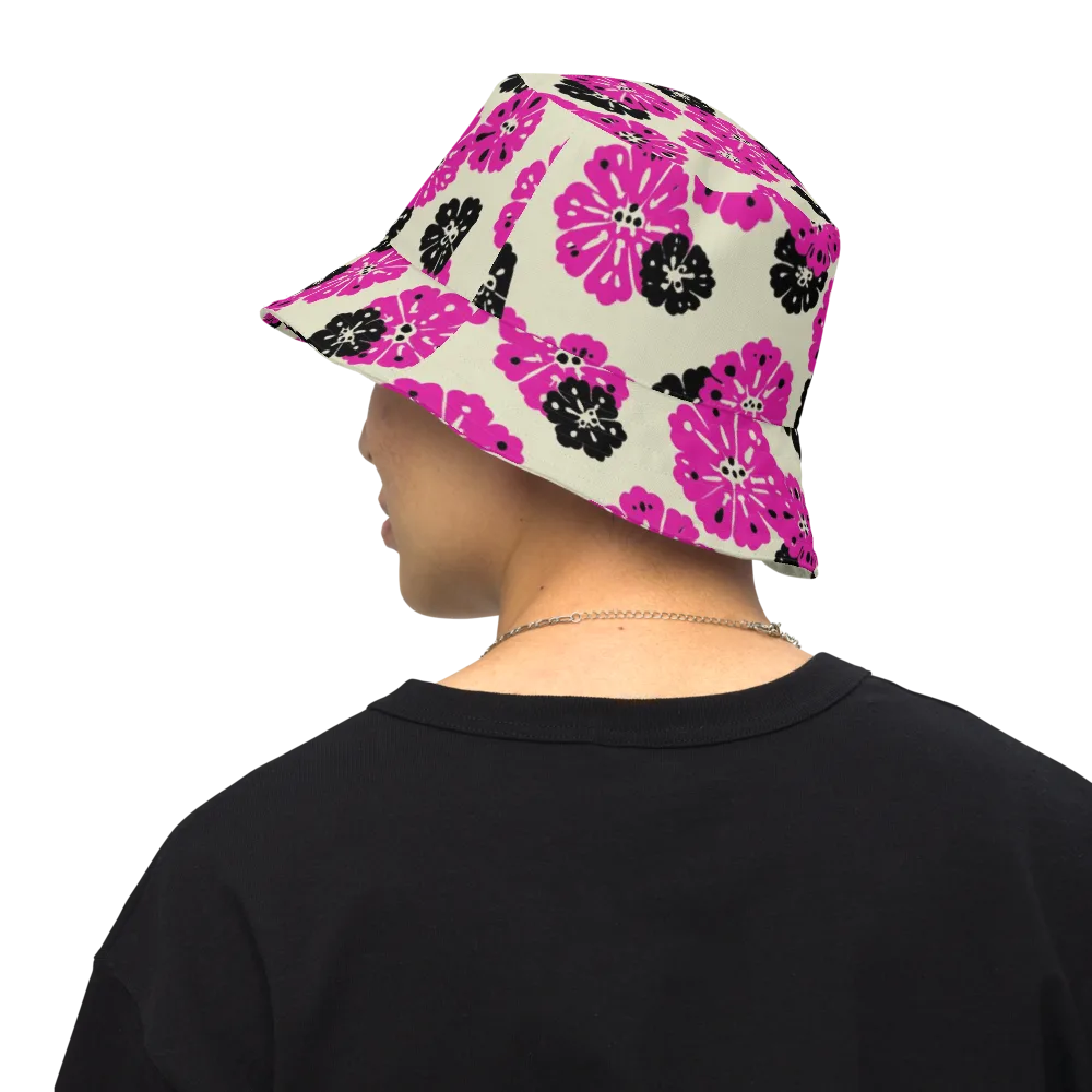 Fuchsia Static on Reversible Bucket Hat — Back Inside