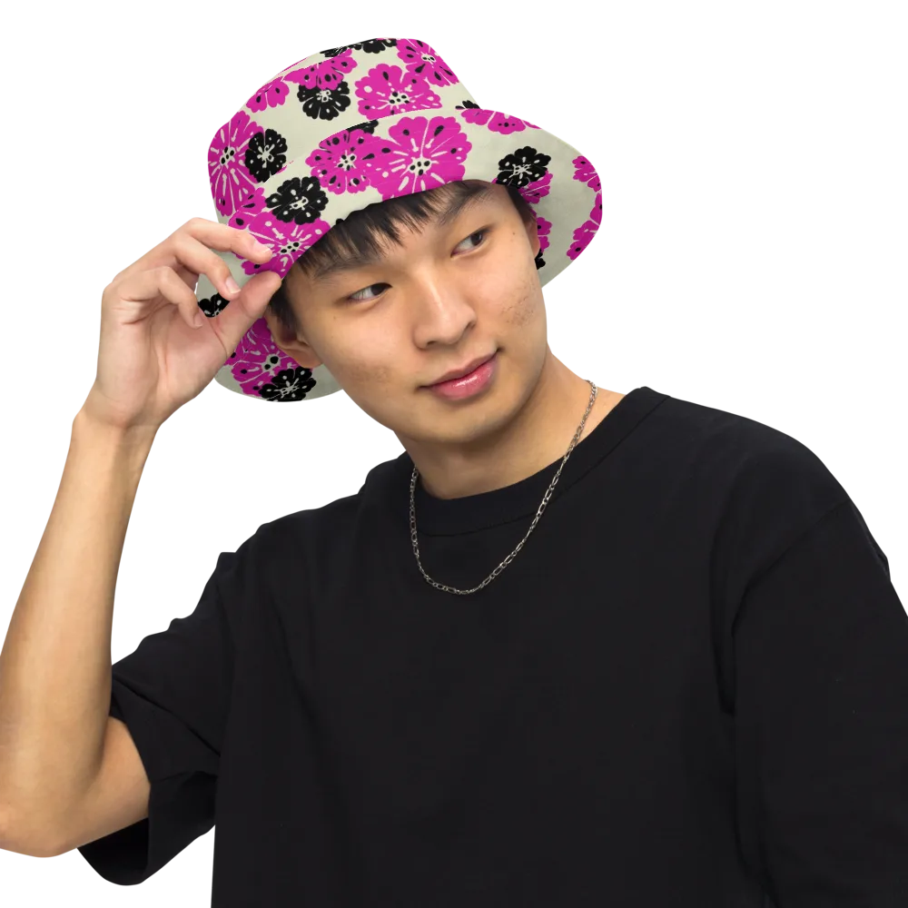 Fuchsia Static on Reversible Bucket Hat — Front Inside