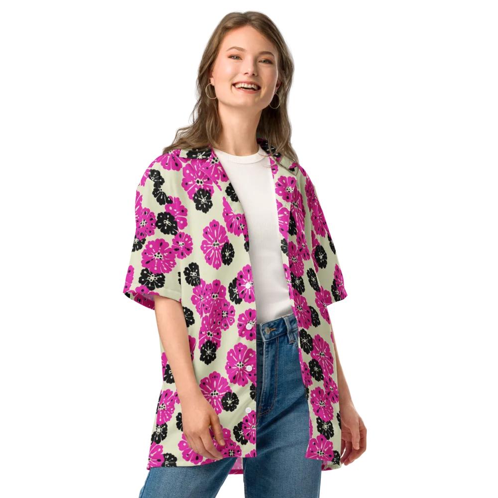 Fuchsia Static on Button Shirt — Front