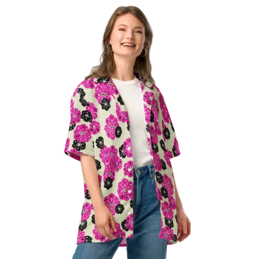 Fuchsia Static on a Button Shirt