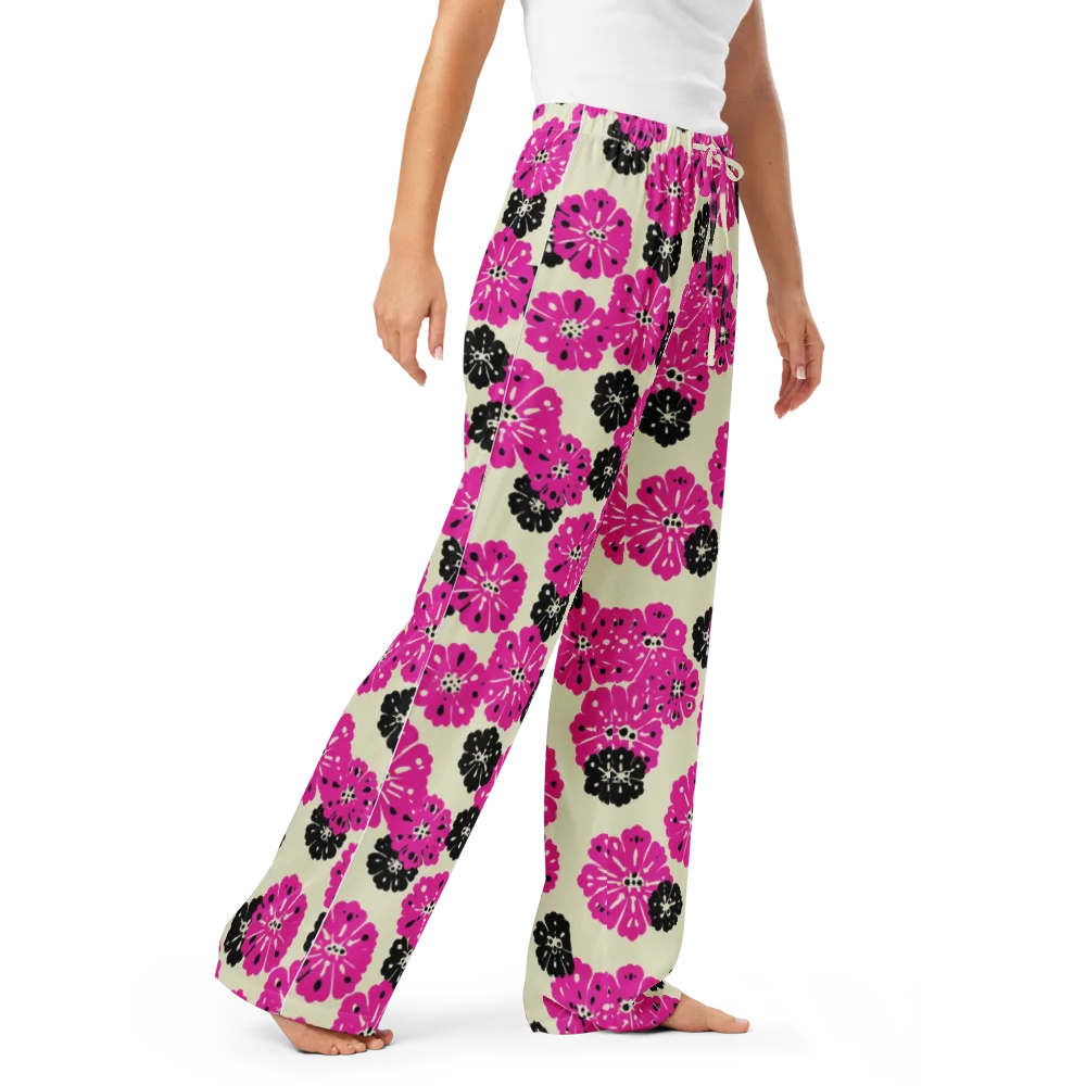 Fuchsia Static on Women's Pajama Pants — Right Front