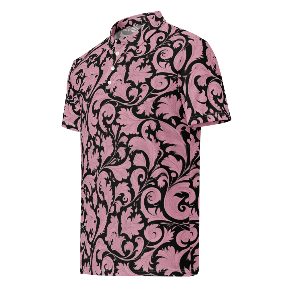 Pink Baroque on Men's Slim Fit Polo Shirt — Left Front