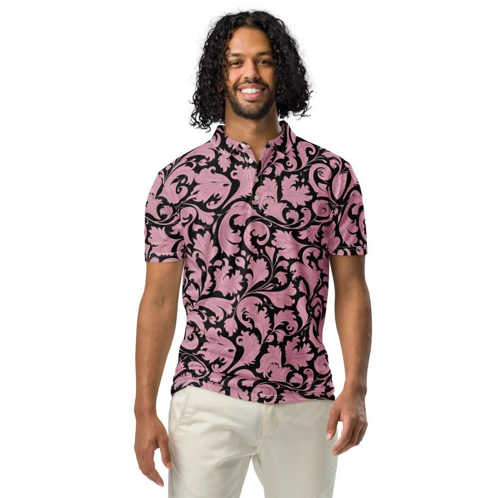 Pink Baroque on Men's Slim Fit Polo Shirt — Front