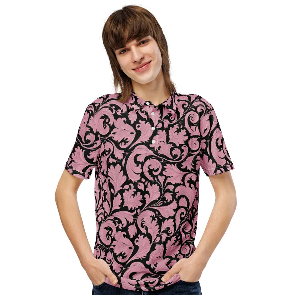 Pink Baroque on Men's Slim Fit Polo Shirt — Front