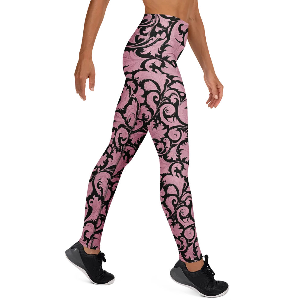 Pink Baroque on Yoga Leggings — Right