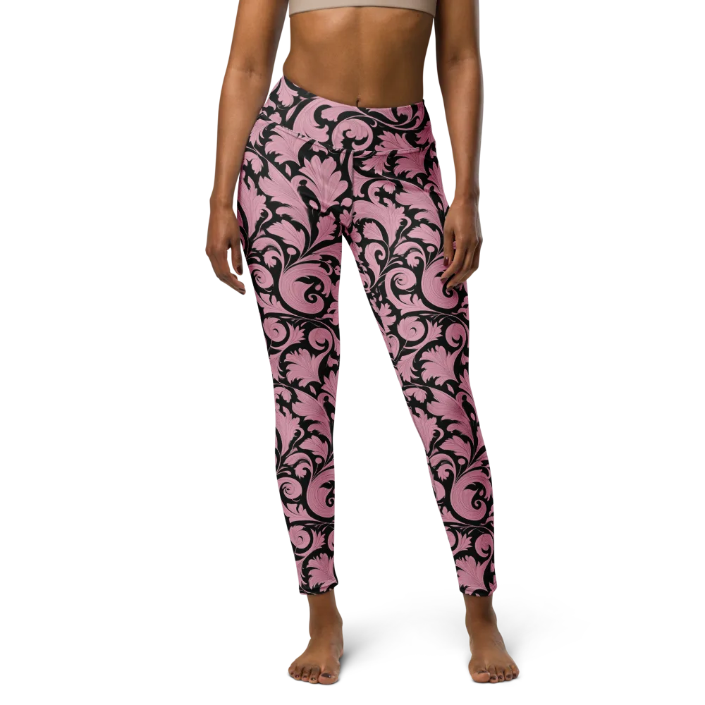 Pink Baroque on Yoga Leggings — Front