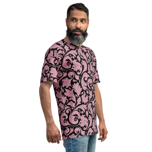 Pink Baroque on a Men's Crew Neck T-Shirt