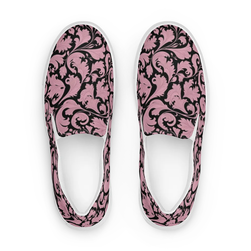 Pink Baroque on Men's Slip-On Canvas Shoes — Front