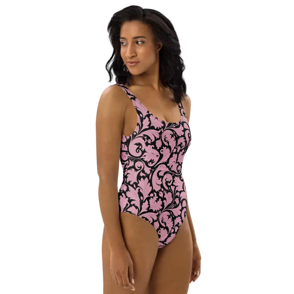 Pink Baroque on One-Piece Swimsuit — Right