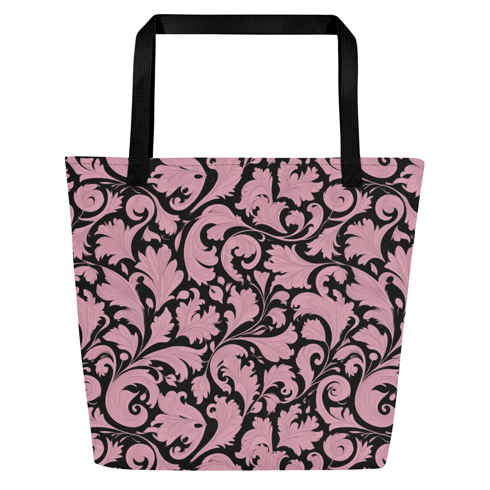 Pink Baroque on Large Tote Bag W/ Pocket — Front