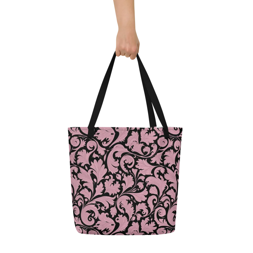 Pink Baroque on Large Tote Bag W/ Pocket — Front
