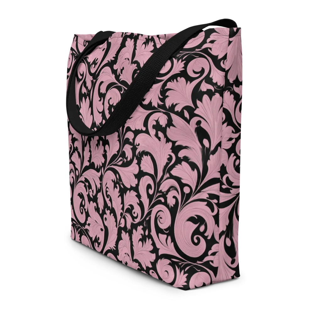 Pink Baroque on Large Tote Bag W/ Pocket — Front