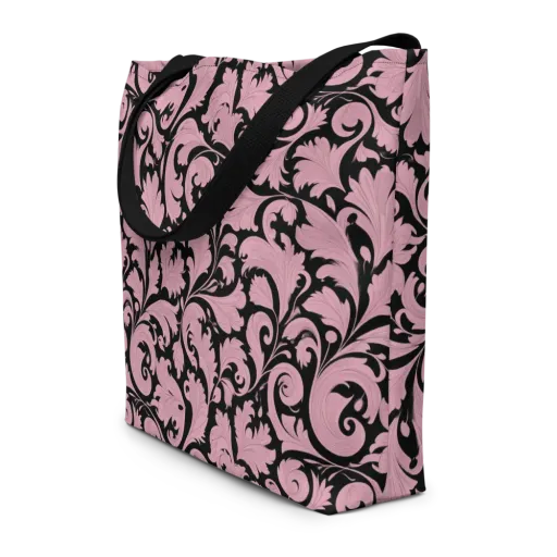 Pink Baroque on a Large Tote Bag W/ Pocket