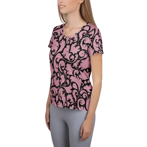 Pink Baroque on a Women's Athletic T-Shirt