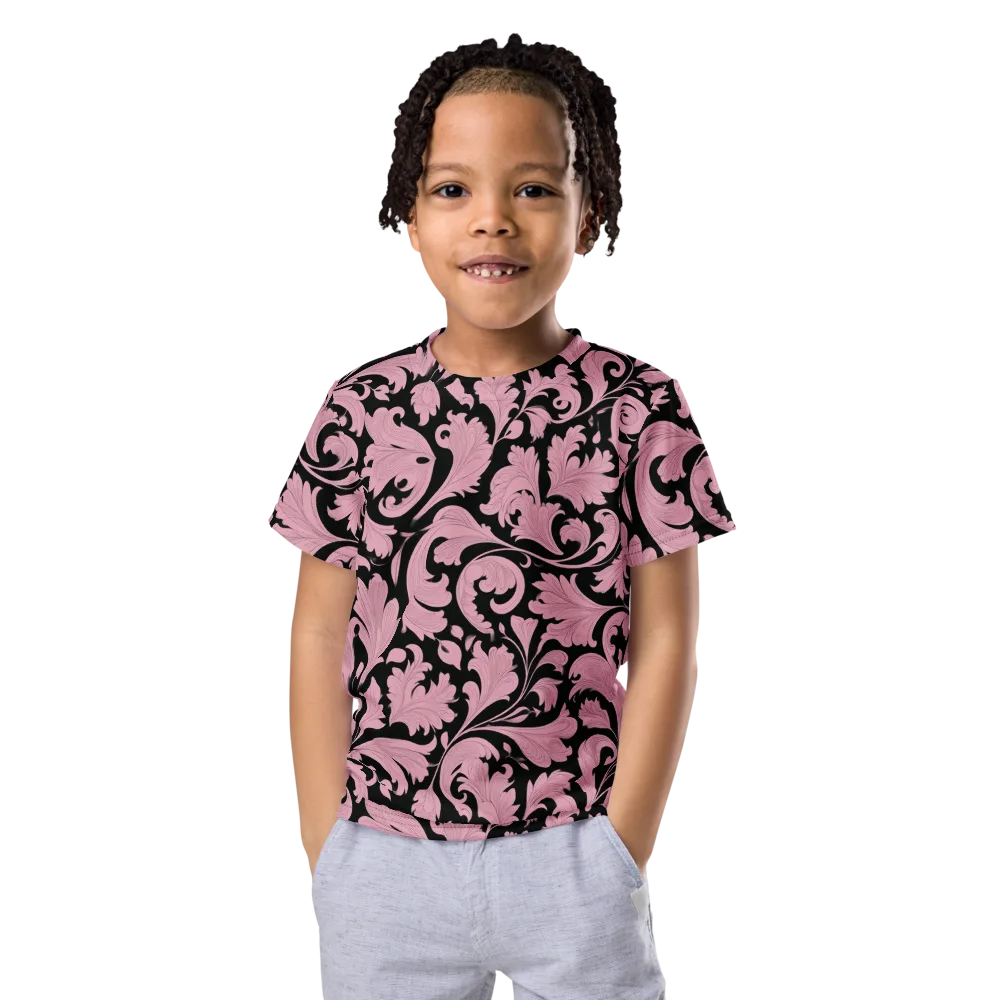 Pink Baroque on Kids Crew Neck T-Shirt — Front