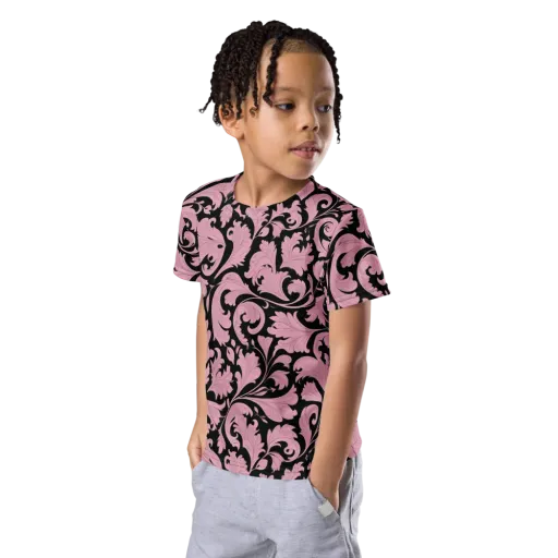 Pink Baroque on a Kids Crew Neck T-Shirt