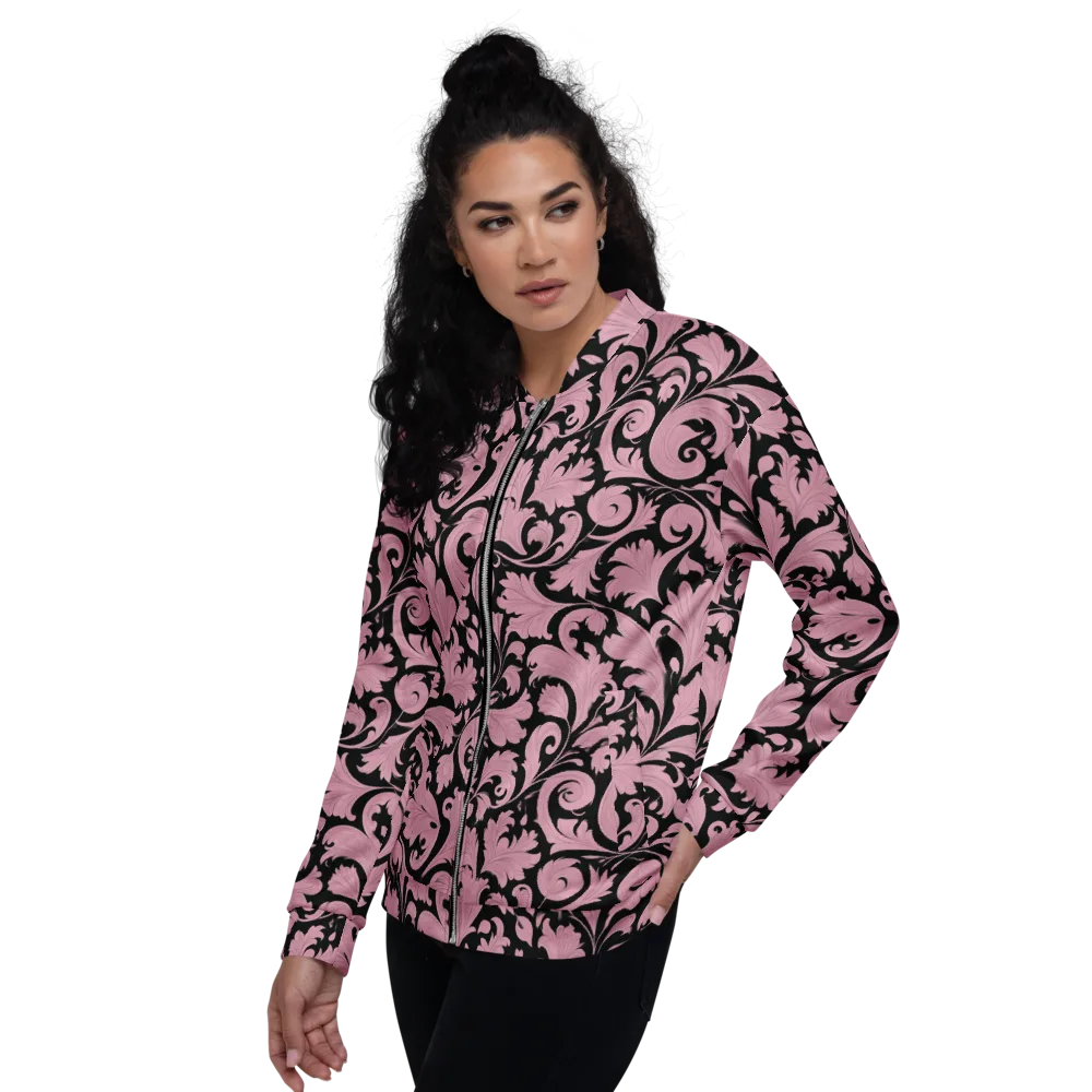 Pink Baroque on Bomber Jacket — Left