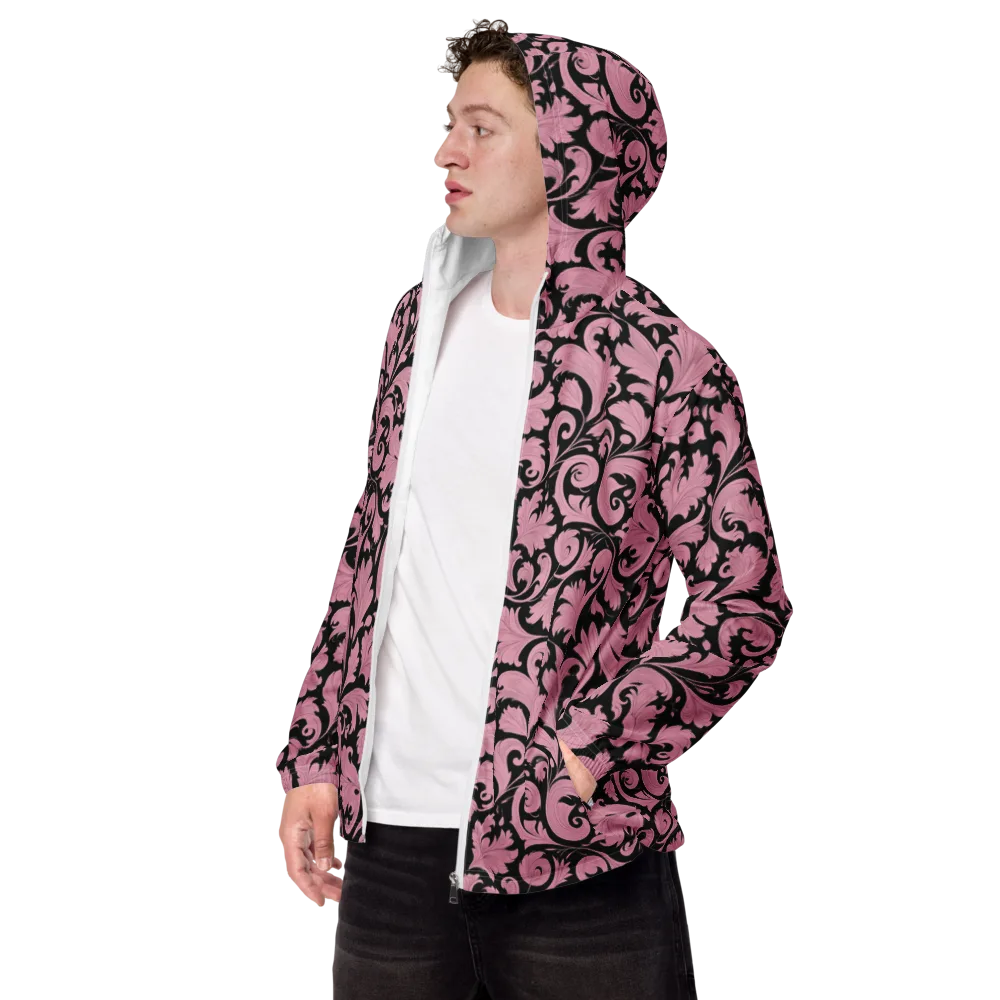Pink Baroque on Men's Windbreaker — Left Front