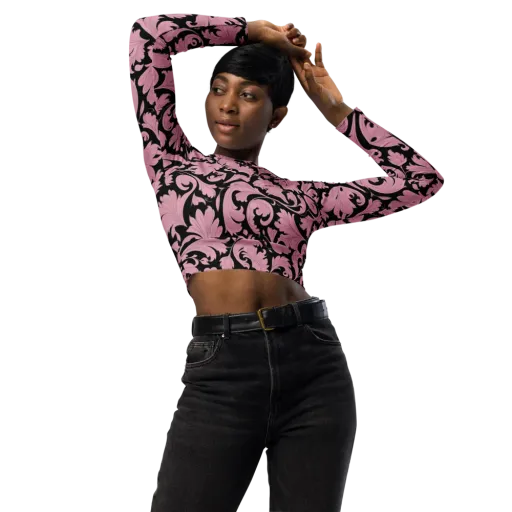 Pink Baroque on a Long Sleeve Crop Top