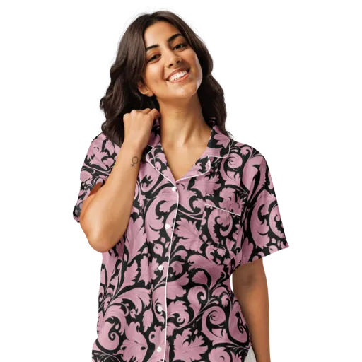 Pink Baroque on a Women's Short Sleeve Pajama Top