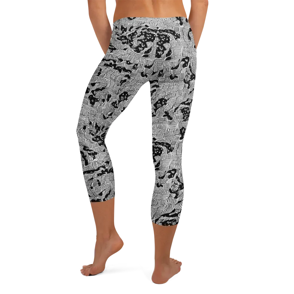 Nocturnal Whispers on Capri Leggings — Back
