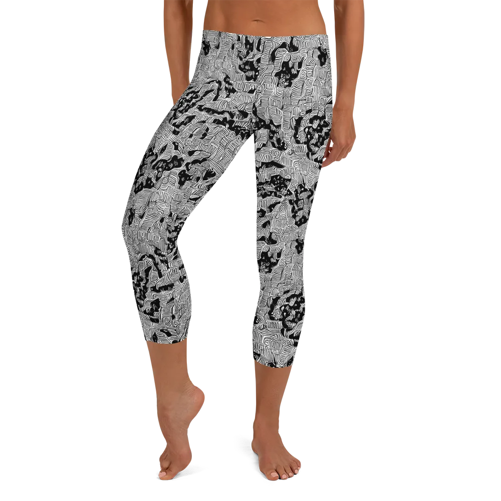 Nocturnal Whispers on Capri Leggings — Front