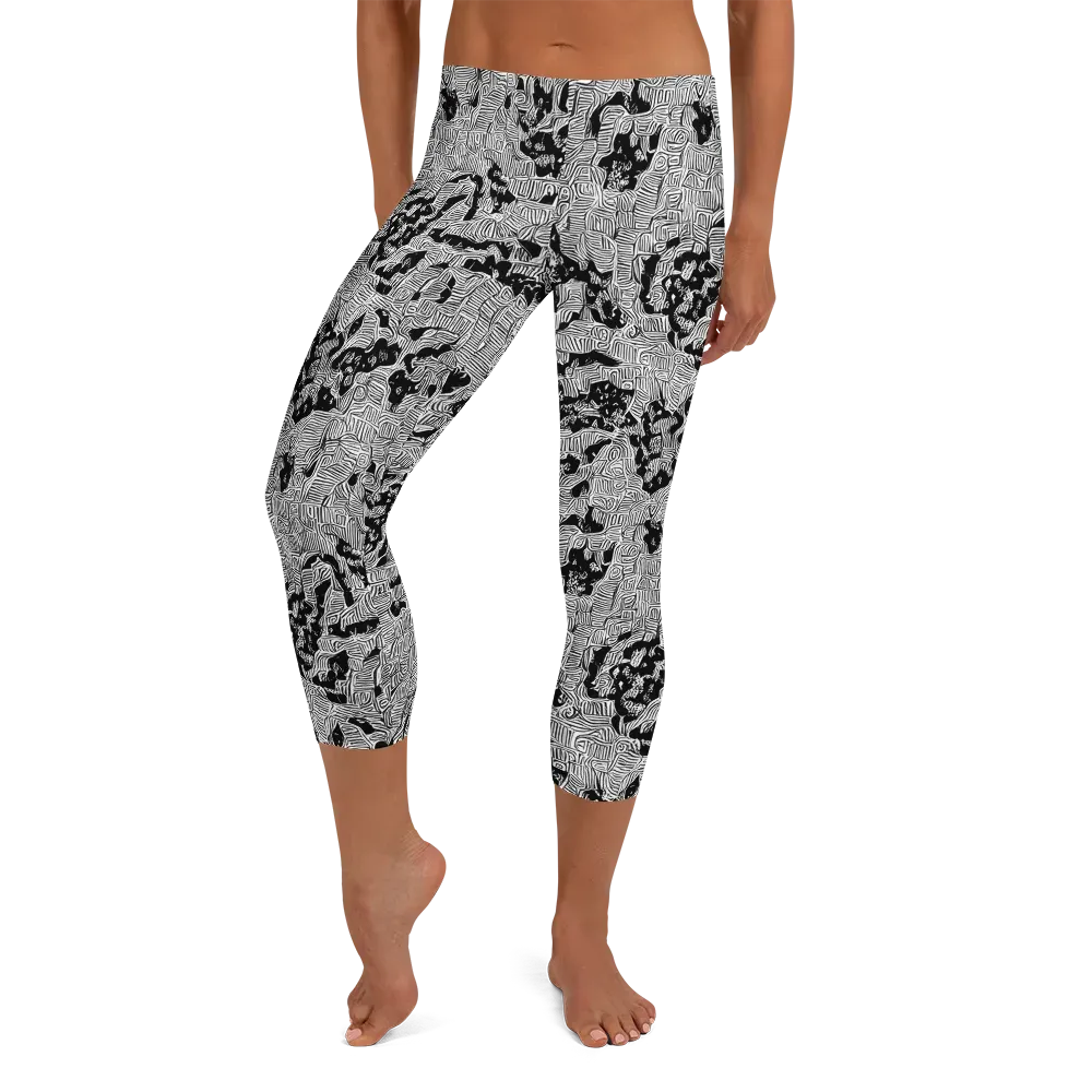 Nocturnal Whispers on Capri Leggings — Front