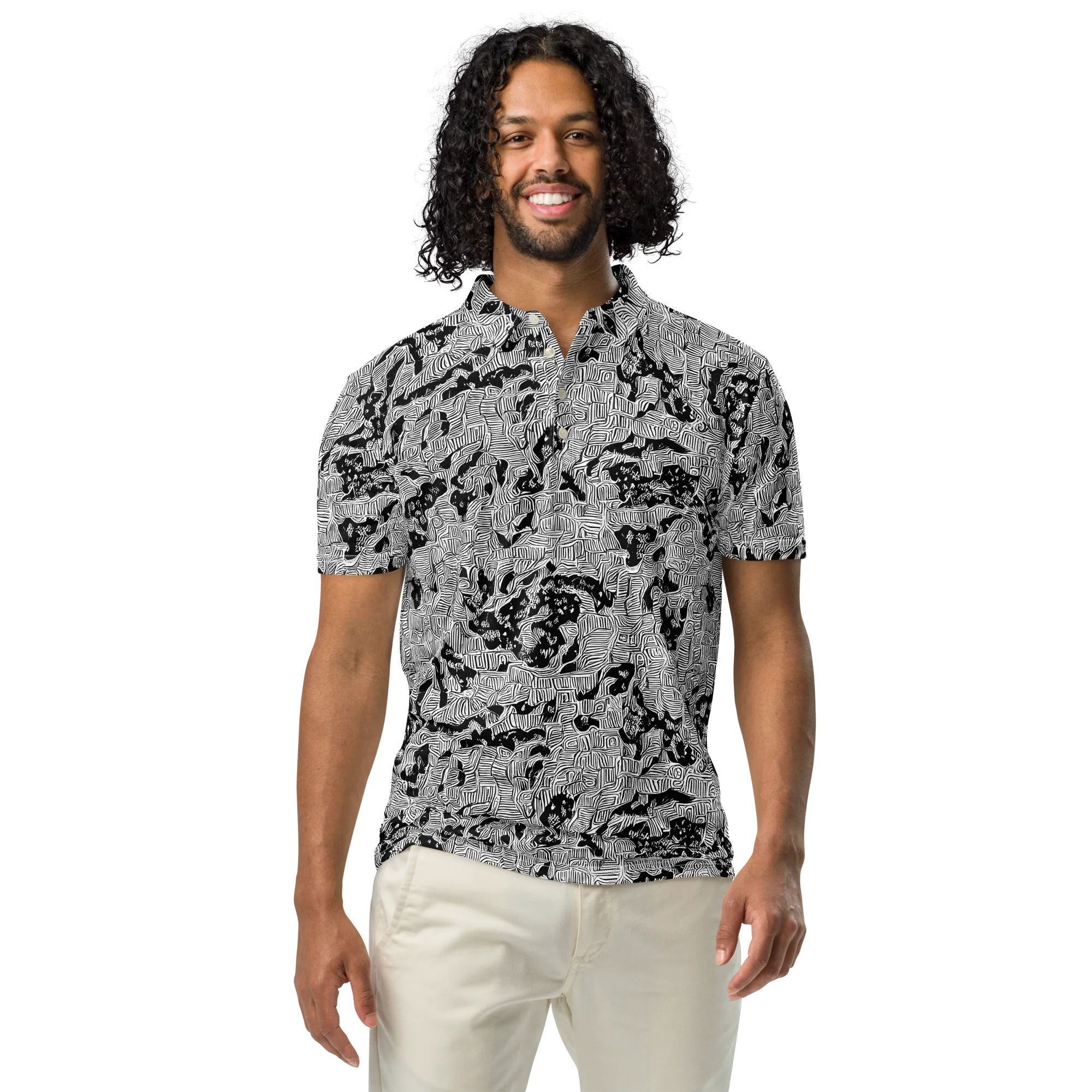 Nocturnal Whispers on Men's Slim Fit Polo Shirt — Front