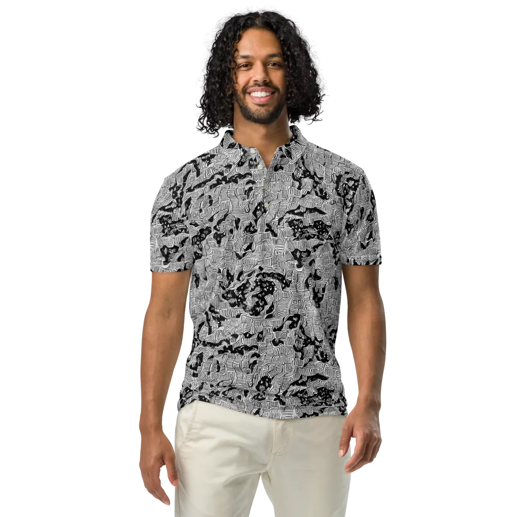 Nocturnal Whispers on Men's Slim Fit Polo Shirt — Front