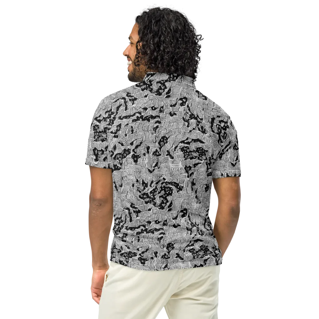 Nocturnal Whispers on Men's Slim Fit Polo Shirt — Back