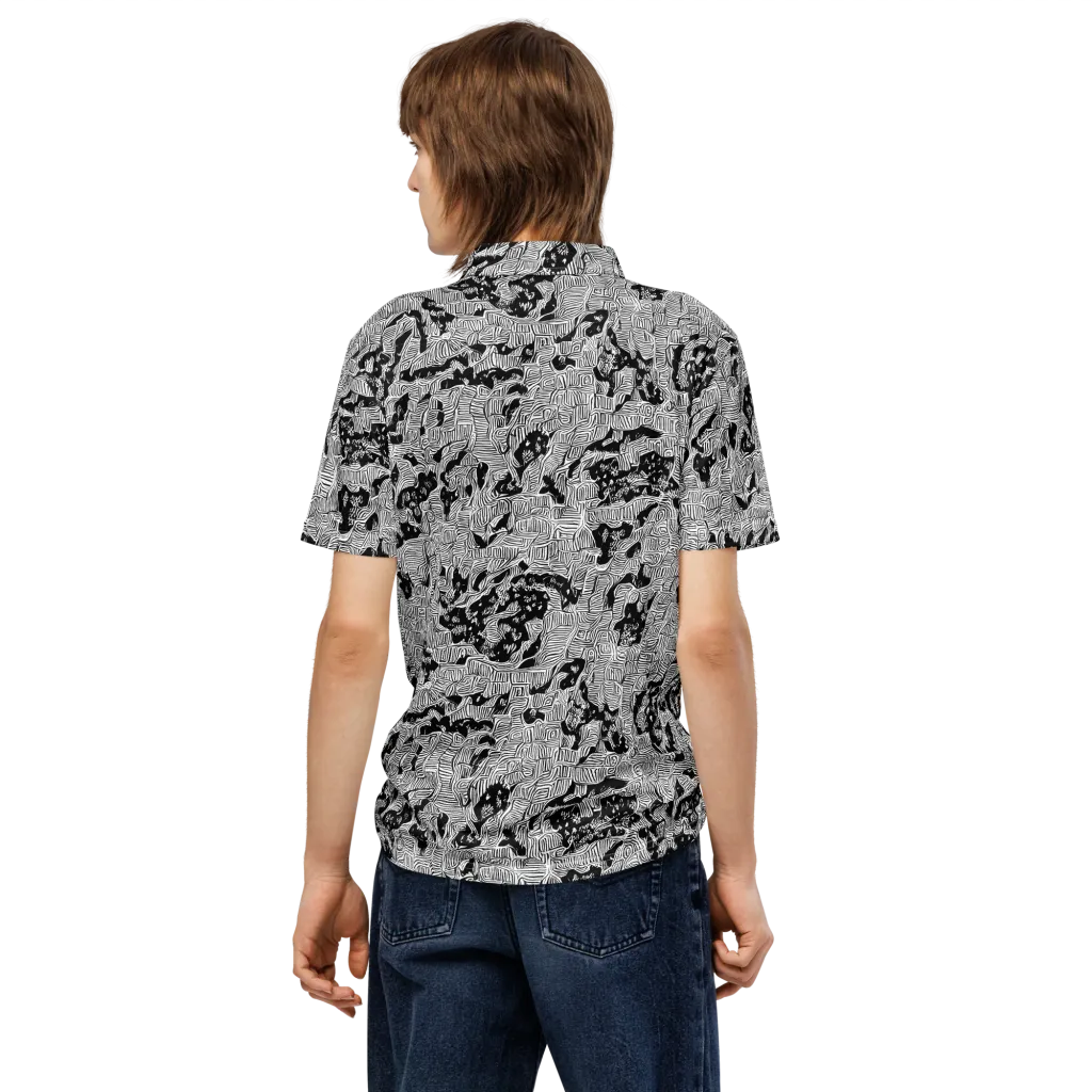 Nocturnal Whispers on Men's Slim Fit Polo Shirt — Back