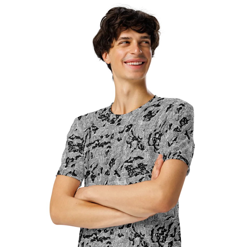 Nocturnal Whispers on Men's Crew Neck T-Shirt — Left Front