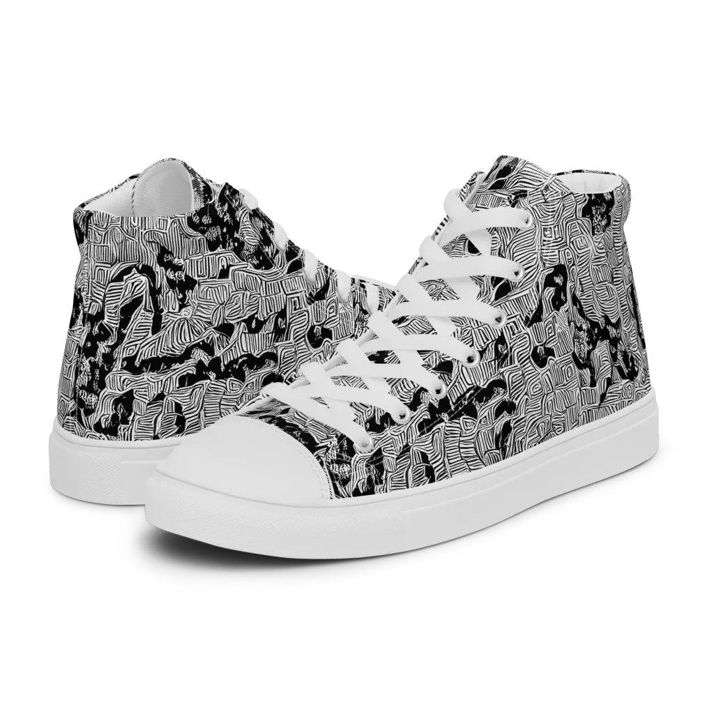 Nocturnal Whispers on Men's High Top Canvas Shoes — Left