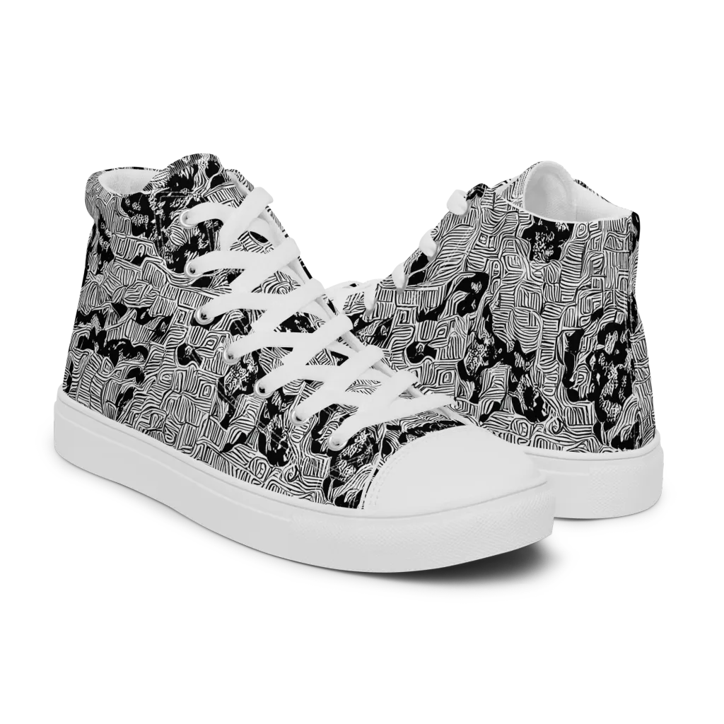 Nocturnal Whispers on Men's High Top Canvas Shoes — Right