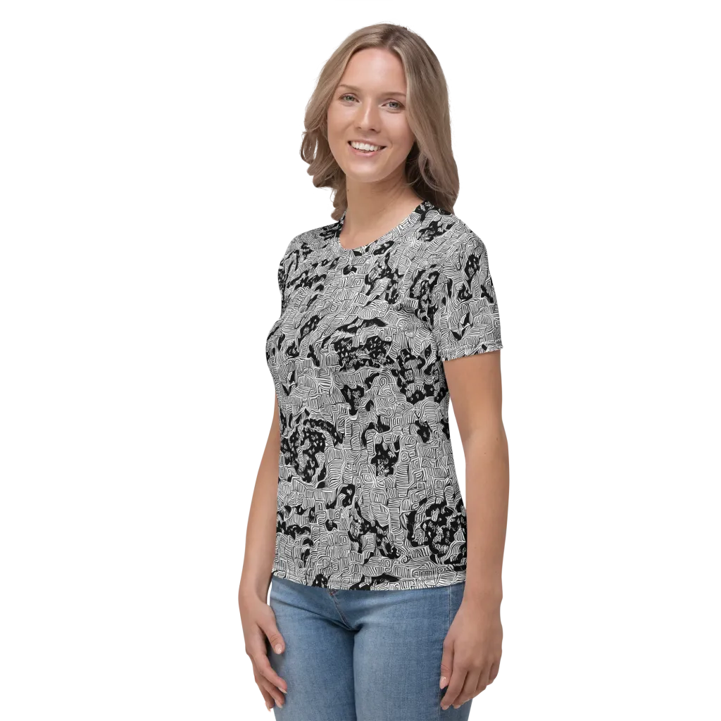 Nocturnal Whispers on Women's Crew Neck T-Shirt — Left