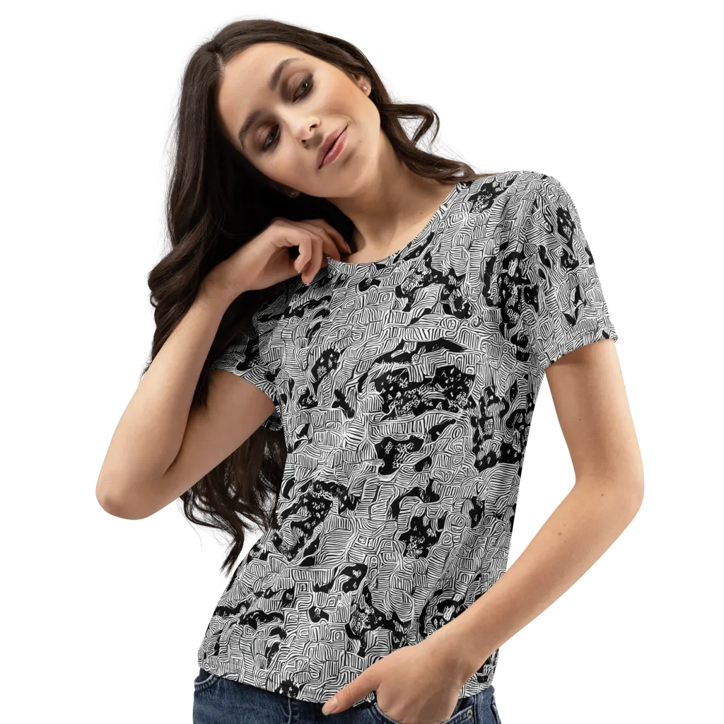 Nocturnal Whispers on Women's Crew Neck T-Shirt — Left Front