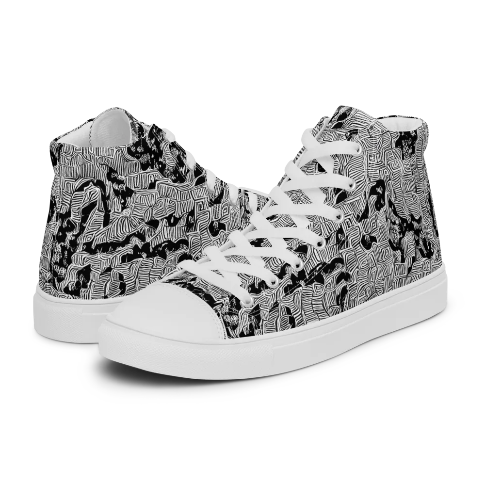 Nocturnal Whispers on Women's High Top Canvas Shoes — Left