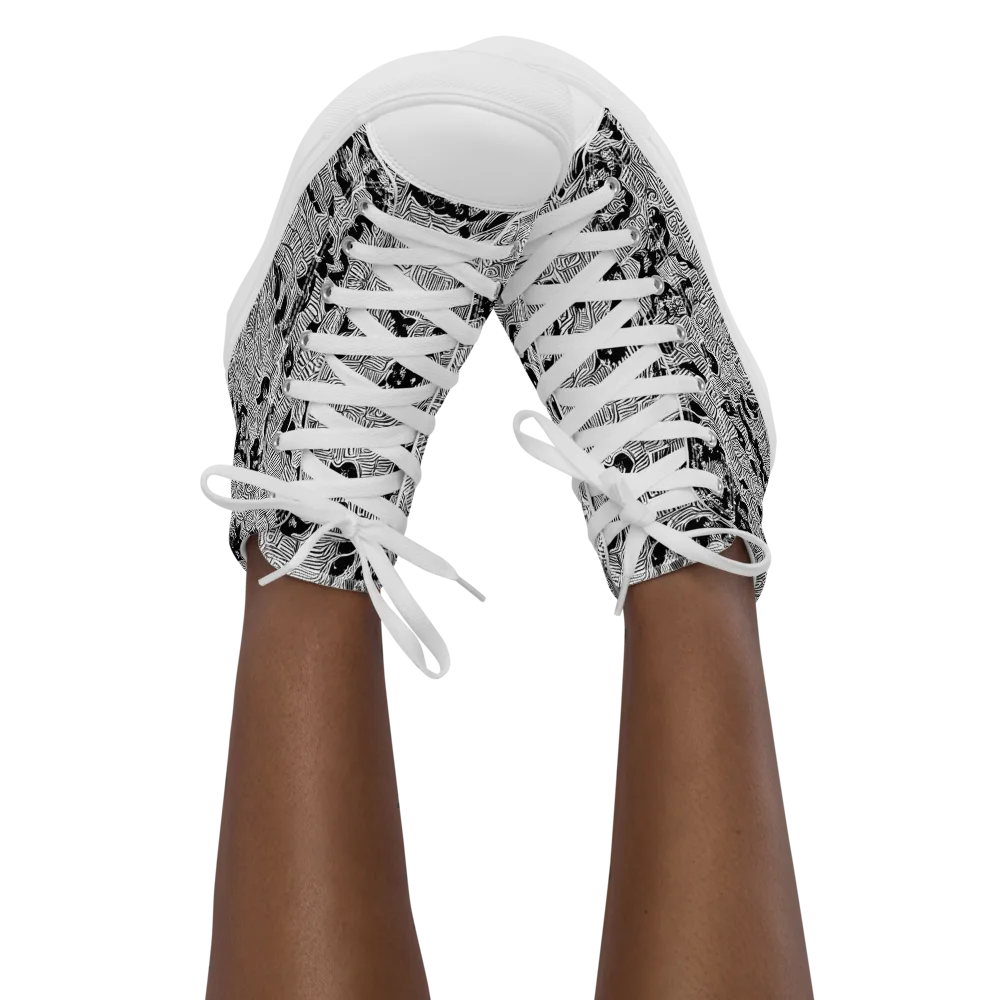 Nocturnal Whispers on Women's High Top Canvas Shoes — Front