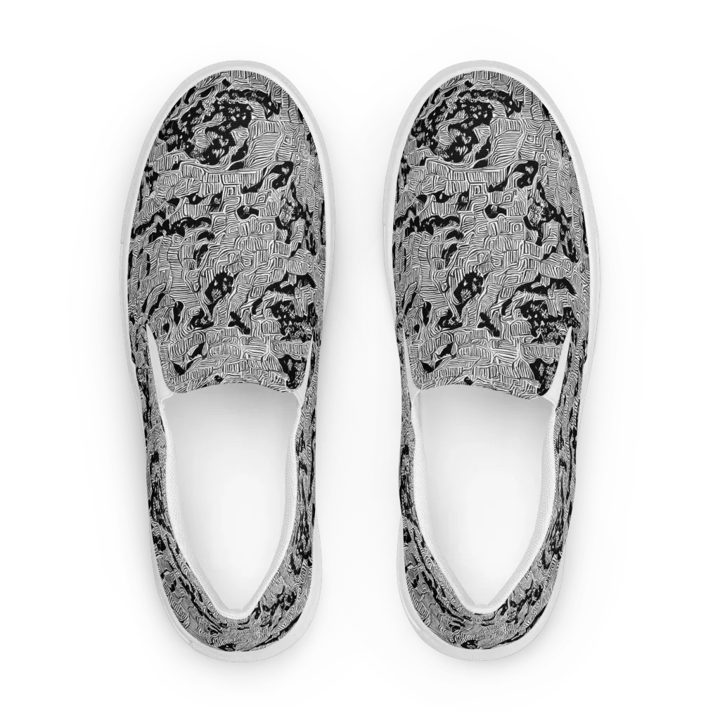Nocturnal Whispers on Men's Slip-On Canvas Shoes — Front