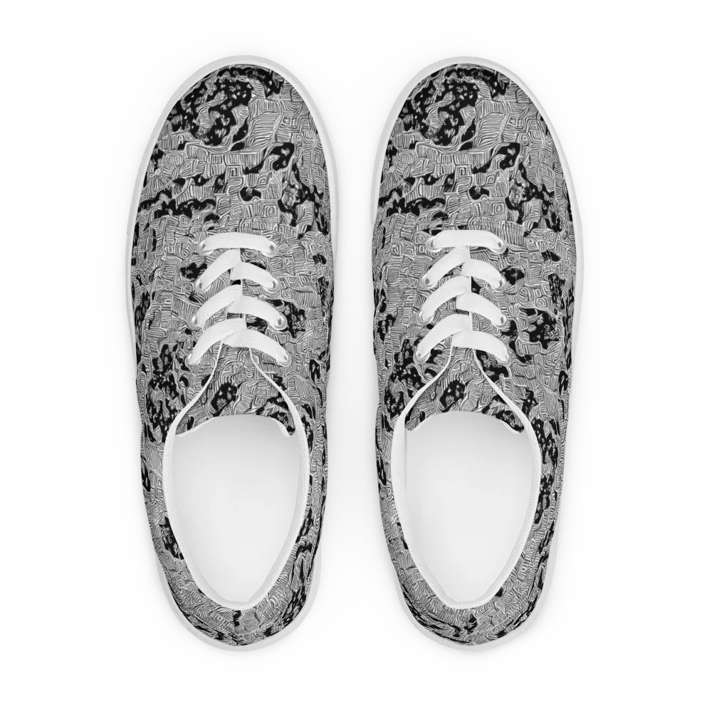 Nocturnal Whispers on Men's Lace-Up Canvas Shoes — Front