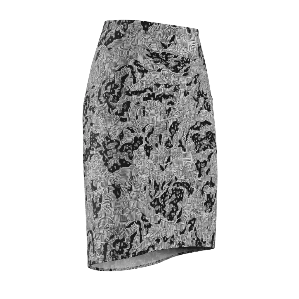Nocturnal Whispers on Pencil Skirt — Front Side