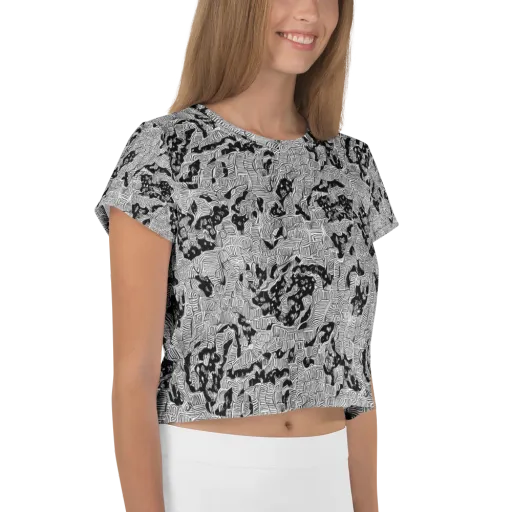 Nocturnal Whispers on a Crop Tee