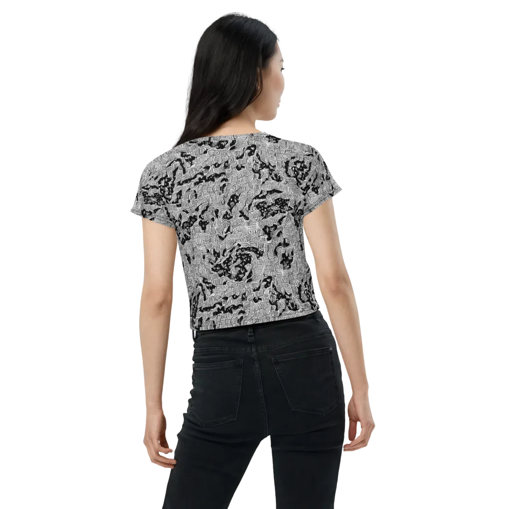 Nocturnal Whispers on Crop Tee — Back