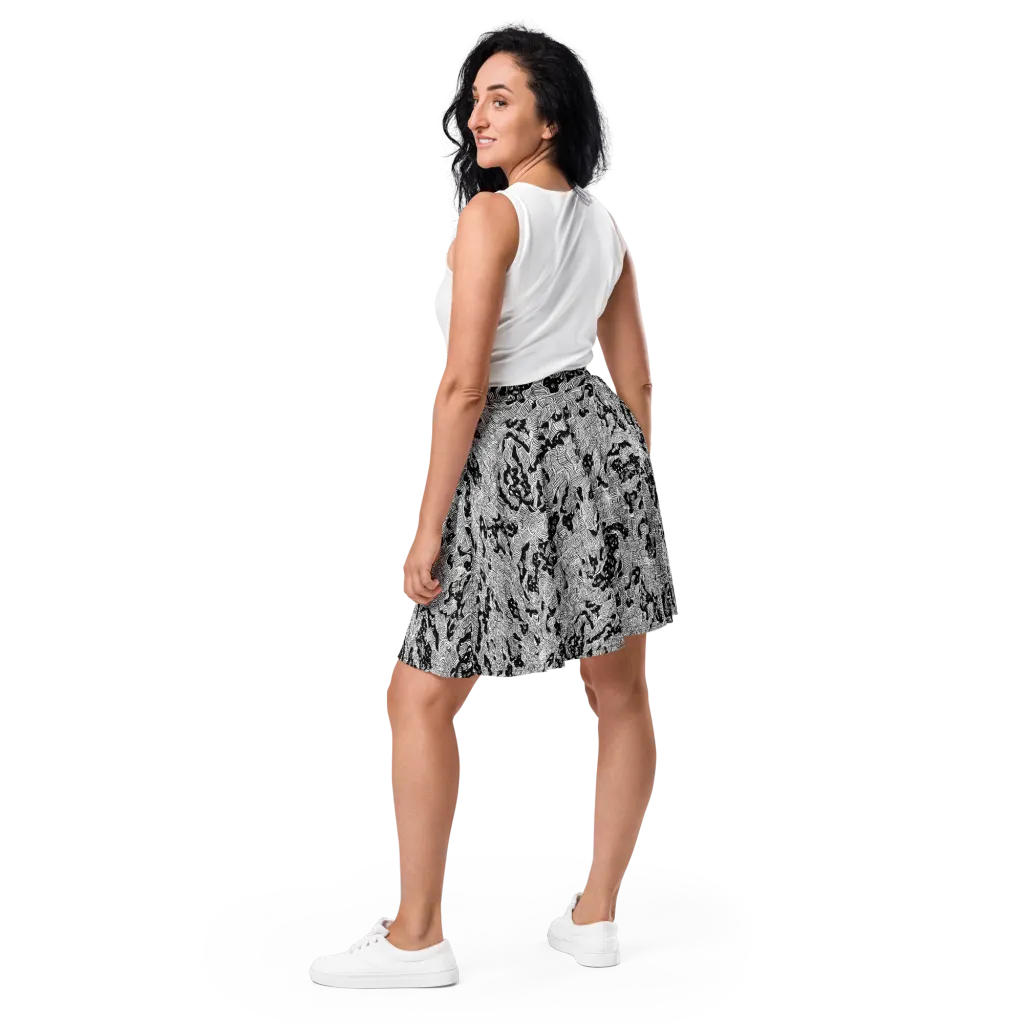 Nocturnal Whispers on Skater Skirt — Back