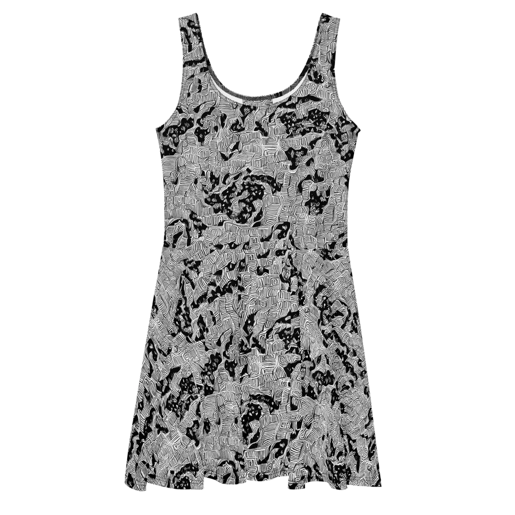 Nocturnal Whispers on Skater Dress — Front