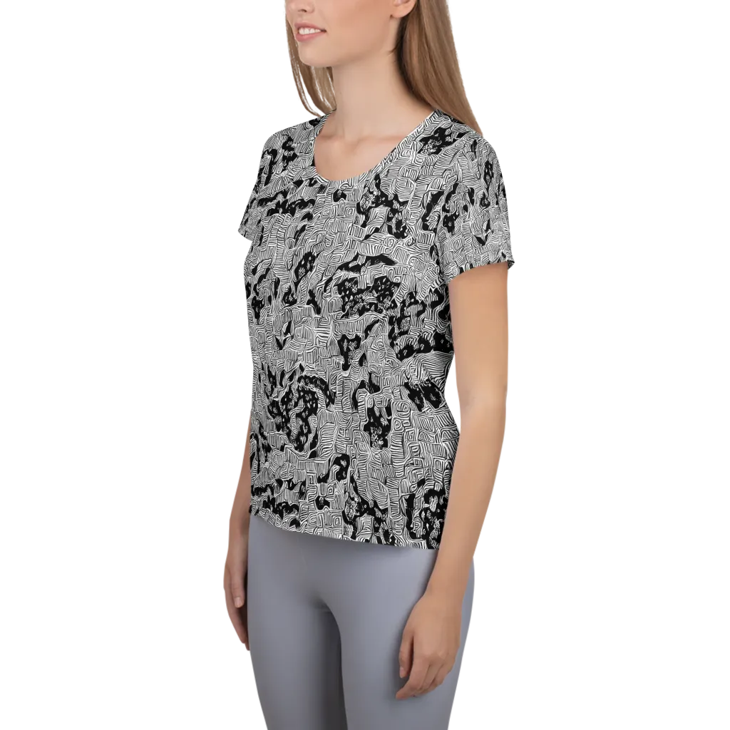 Nocturnal Whispers on Women's Athletic T-Shirt — Left